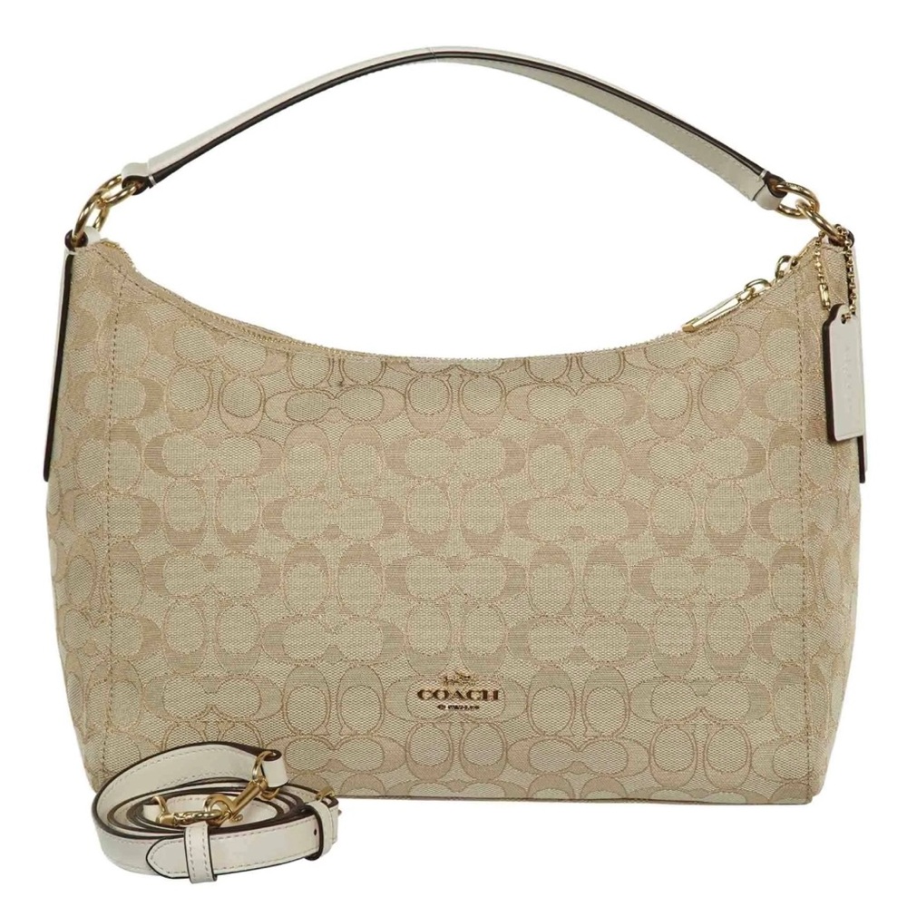 COACH Celeste Shoulder/Crossbody Bag Canvas Light Khaki/Cream F58284